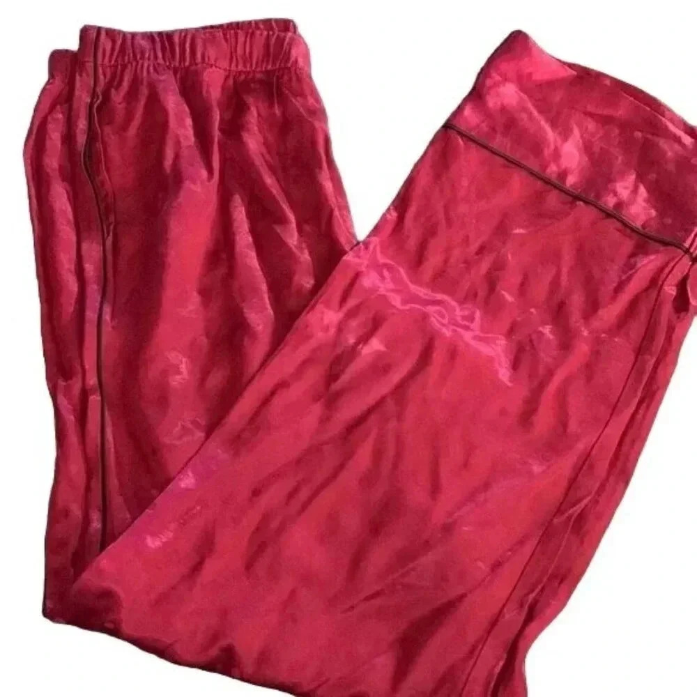 Victoria's Secret Fuschia Pink Satin Swiss Dot Pajama Pants